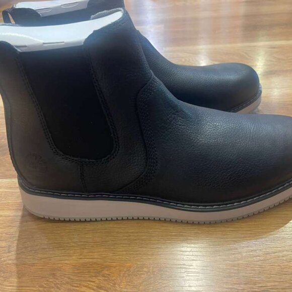 TIMBERLAND MENS REDWOOD EDGE MID LACE CHELSEA BOOT BLACK FULL GRAIN A6CVE-W02 - Picture 2 of 8